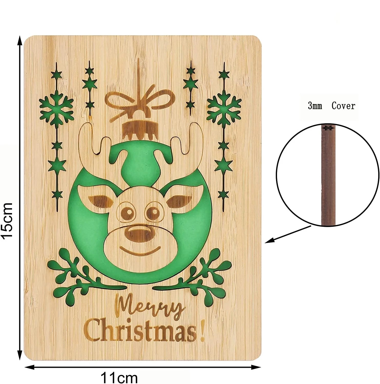 Merry Christmas Wood CardsWooden Greeting CardsHoliday Card Xmas Cards Used for Sending Christmas Greetings(Christmas Tree)