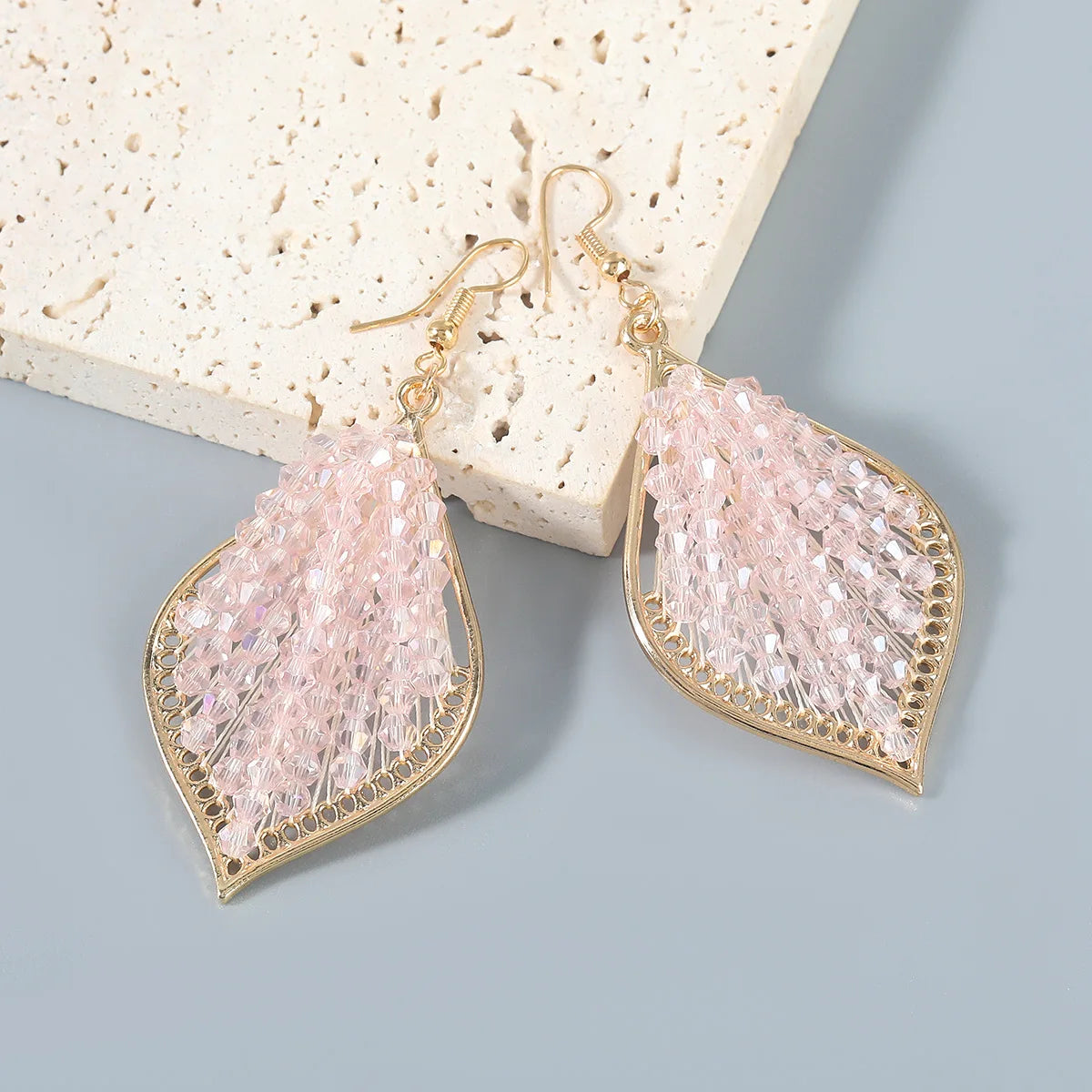 HOVANCI Crochet Earrings Handmade Jewelry 9 Acrylic Chains pink Holiday Bridal Bead Earrings