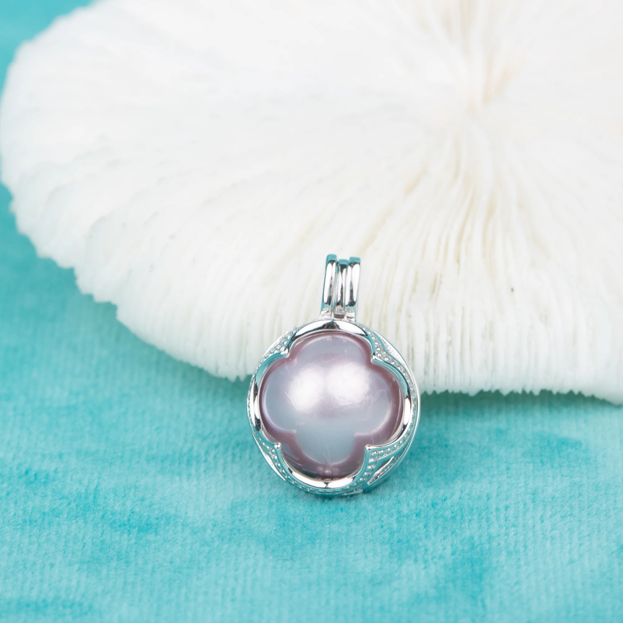 C030078 Sterling Silver Round Shape Freshwater Pearl Cage Pendant Necklace Jewelry Locket for Pearl Party