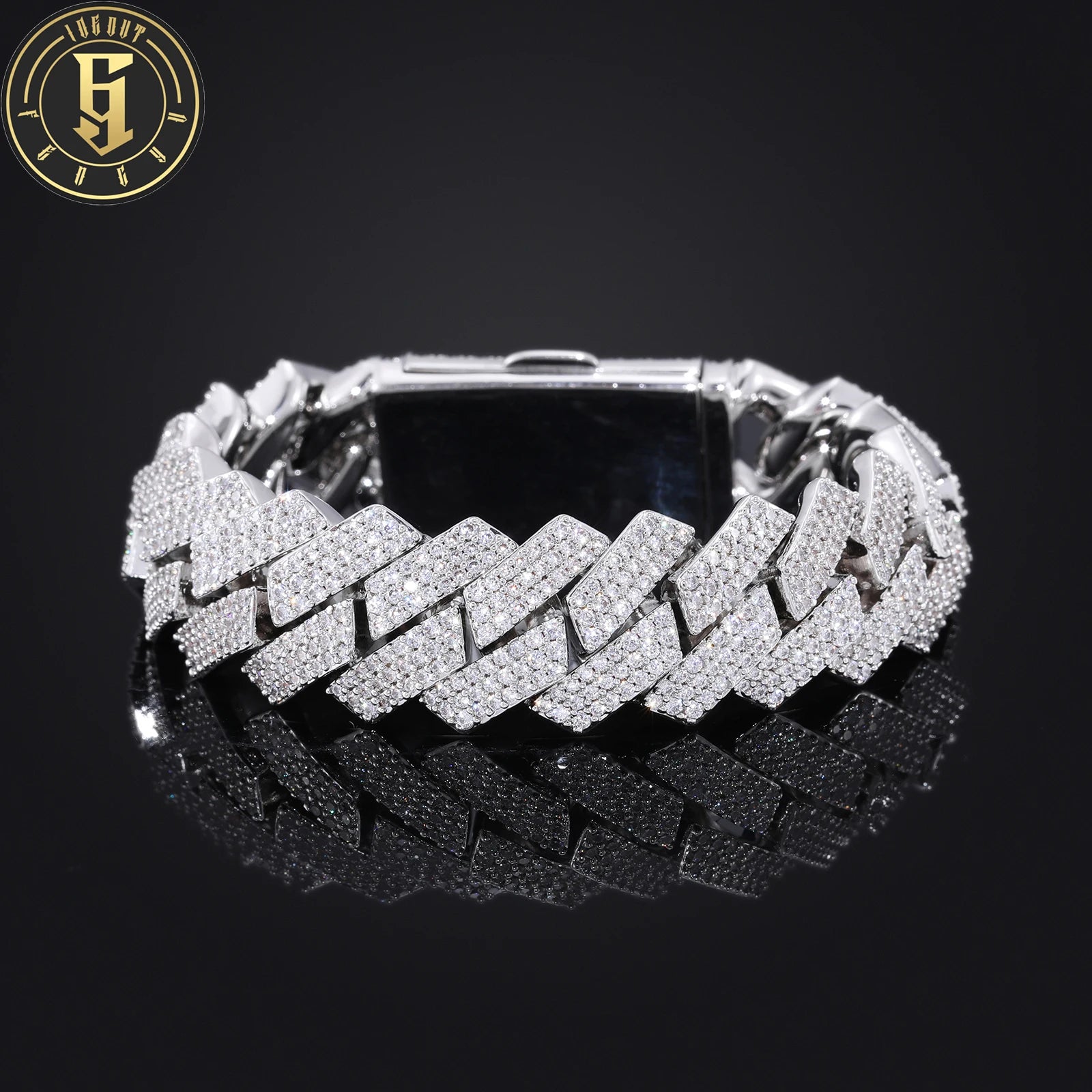 Factory Price Punk Style Men's Jewelry Luxury 18mm Full Paved 3 Rows 5A CZ Diamond Iced Out Cuban Link Chain Bracelet