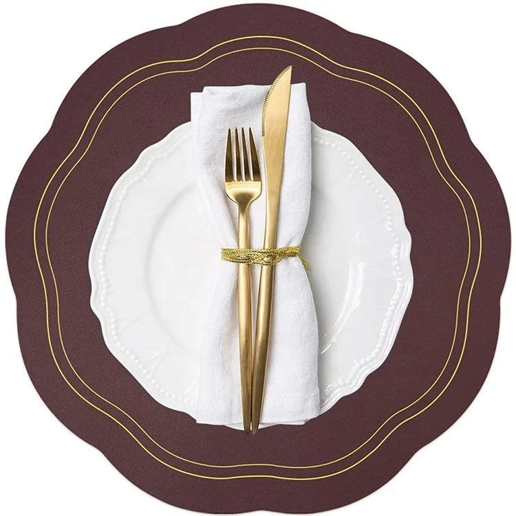 New Arrival Flower-Shaped Waterproof Wholesale Faux Leather Placemats for Dining Table Luxury
