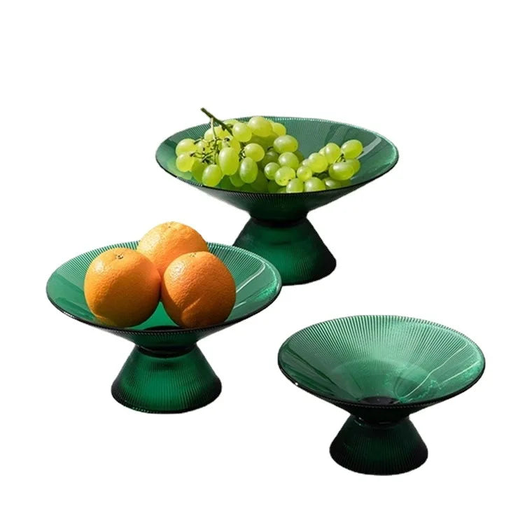 Self-Adhesive Glass Footed Crystal Cake Plate Eco-Friendly Living Room Decorative Fruit Stand with Standoffs