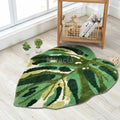 Tufting Custom Die Cut Leaf Shapes Bath Mat Bathroom Set With Shower Bath Mats and Rug