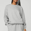 Wholesale 100% Cotton Women's Oversized Sweatshirt Crewneck Jogging Sweater Custom Logo Printed Front Sweet Terry Tracksuit