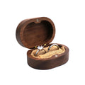Customized Engraved Logo Words Walnut Earring Necklace Wedding Rings Antique Oval Shape Solid Wooden Jewelry Box