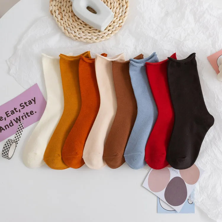 Hot Sell Embroidery Women Socks Balloons Pattern Solid Color Cotton Women Fall and Winter Socks