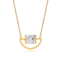 OEM 18in Stainless Steel Choker Necklace for Women White Stone & Gold Plated Chain with Geometric Diamond Pendants Jewelry Gift