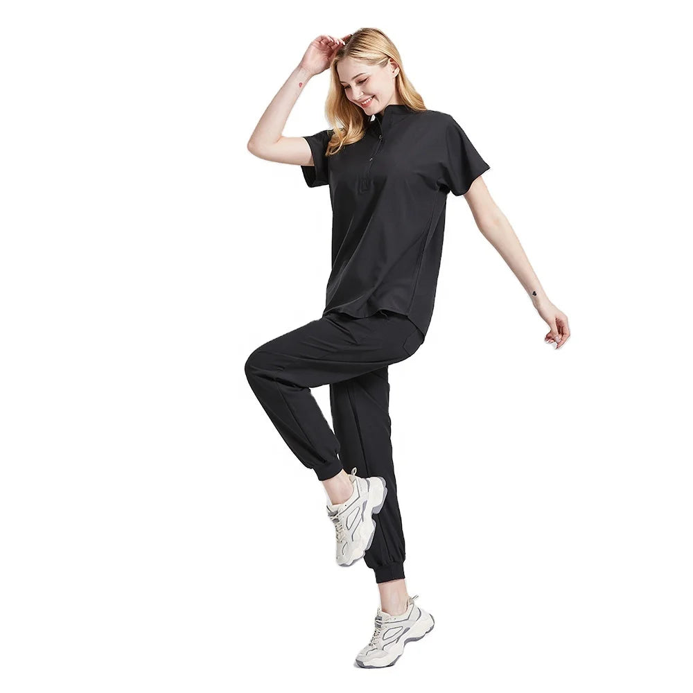 Scrubs Uniform Twill Polyester Spandex Jogger Set Scrubs Uniforms Nursing Medical Scrubs Uniforms Tops Female