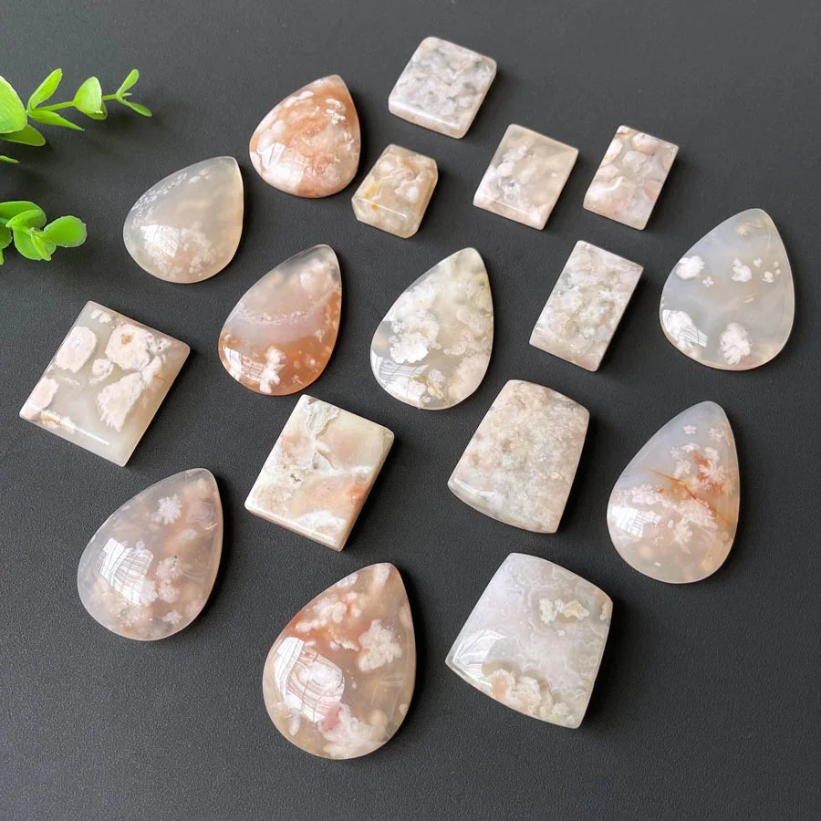 Wholesale Natural Cherry Blossom Agate Drops Sakura Agate Gemstone Tear Drop for Pendant