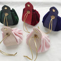 2022 New Arrival Pu Leather Solid Color Flannel Gift Bag Drawstring Candy Box Bags for Wedding Favors Gift Wedding Guest Gift