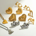 MICCI 18K Gold Plated Stainless Steel Tarnish Free Jewelry Valentines Day Heart Fashion Chain Necklace Earrings Set