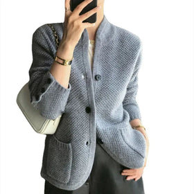 Wholesale 2026 Autumn New Loose Knitted Bottom Sweater Knitted Cardigan Standing Collar Women's Sweater