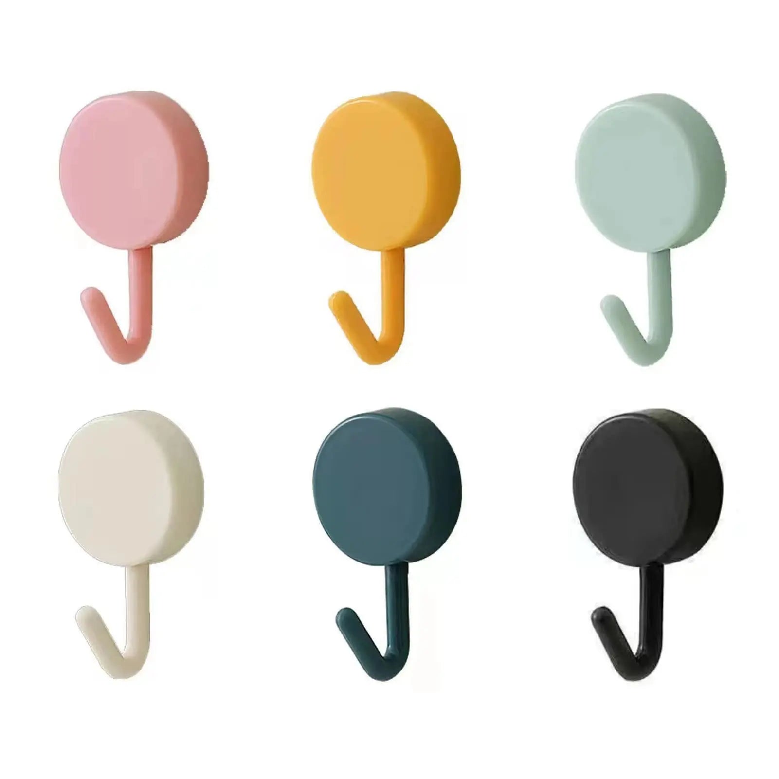 Cute Round Disc Plastic Adhesive Wall Hooks Damage-Free Traceless Hanger for Kids Room Nursery Bag Toy Backpack Storage Hook