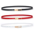 2022 Women's Skinny Patent Leather Belt Adjustable Slim Waist Belt With Gold Buckle for Dress