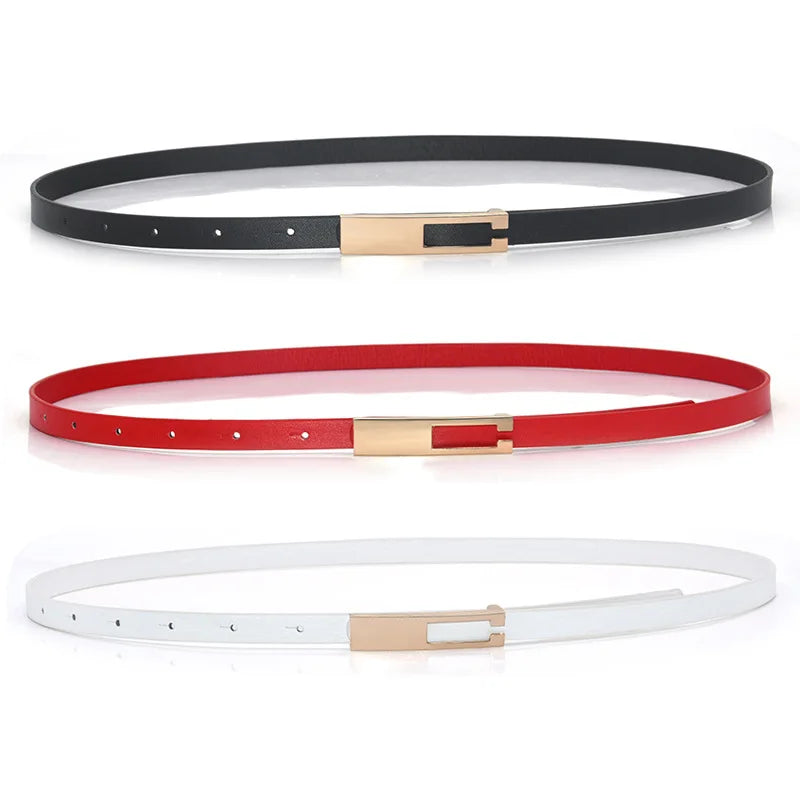 2022 Women's Skinny Patent Leather Belt Adjustable Slim Waist Belt With Gold Buckle for Dress
