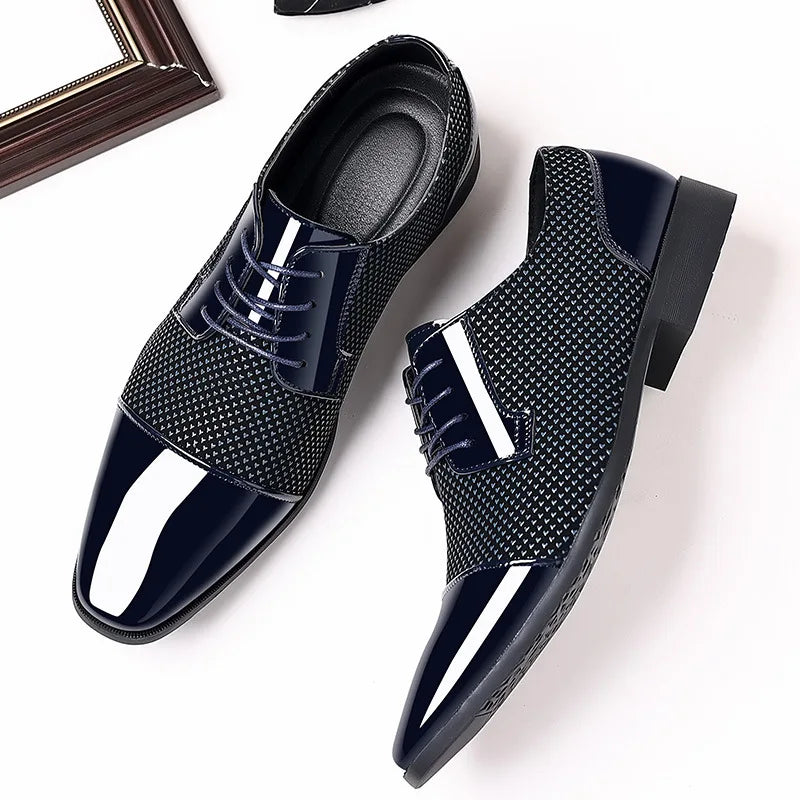 Men's PU Shoes  Business Dress Casual  Breathable Men's British and Korean Version Pointed Groom's Wedding Shoes