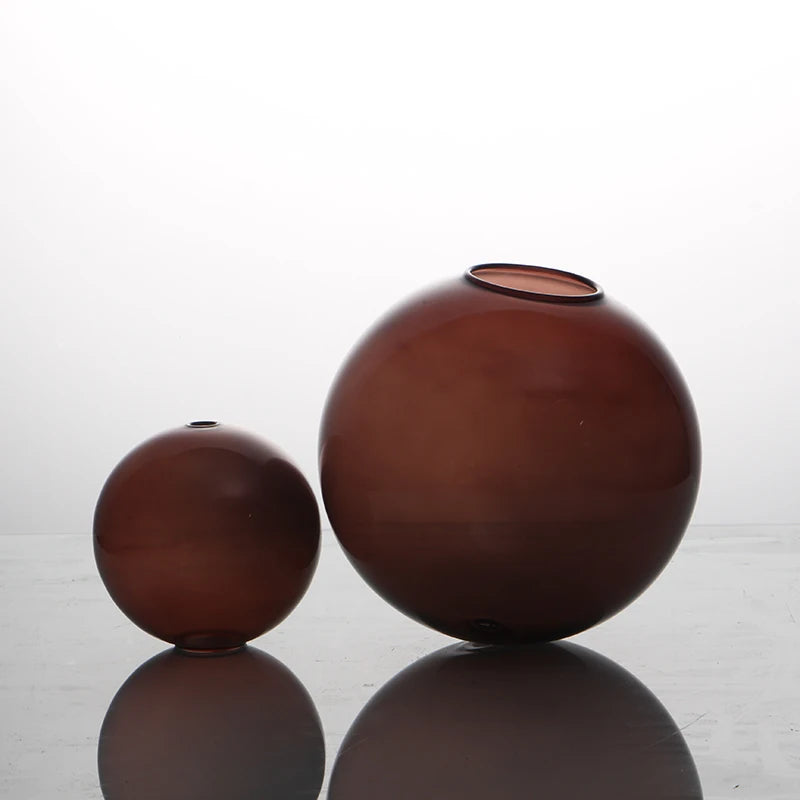 Japanese Traditional Style Round Smoke Gray Glass Lampshade Color-Sprayed Electroplated for Coastal Room Decoration