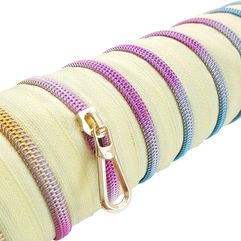 Wholesale #5 Nylon Zipper Tape Rainbow Teeth Zipper Nylon Zipper for Luggage Bag Clothing Shoes