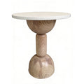 Cream-White Top Solid Wood Patchwork Side Table