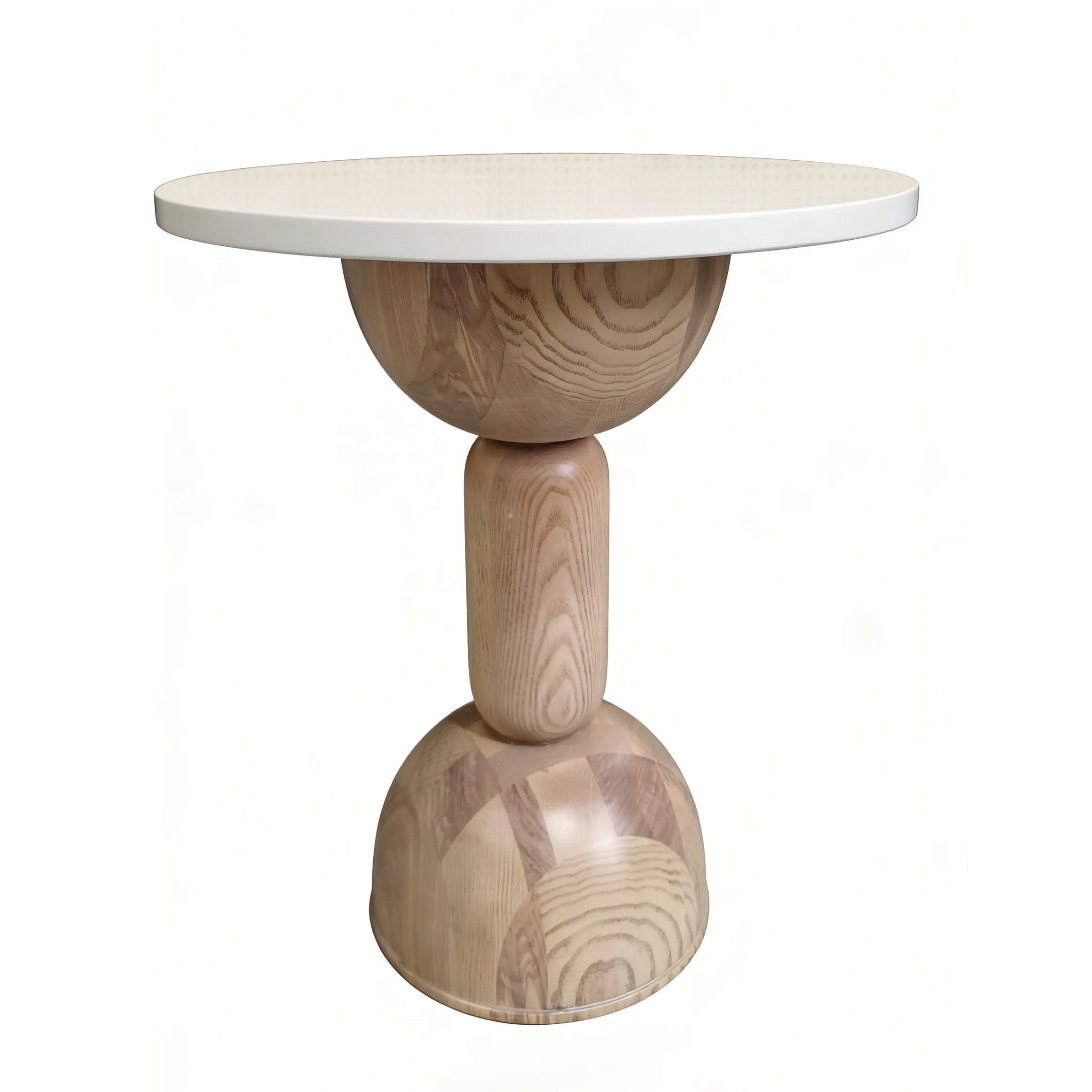Cream-White Top Solid Wood Patchwork Side Table