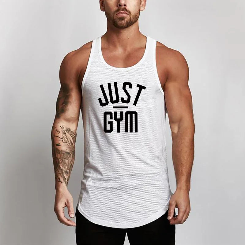 Custom Summer Quick Drying Fitness Gym Polyester Tank Top Men's Sports Fitness Singlet Customize Sports Running Vest Men