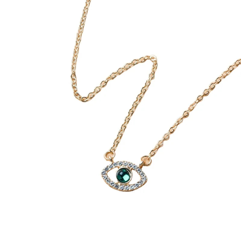 Fashion Jewelry Gold Plated Demon Eye Necklace Rhinestone Turkish Blue Evil Eyes Choker Necklace for Girl
