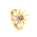 Fashion Dainty Hypoallergenic Zircon Rings Stainless Steel Jewelry 18k PVD Gold Plated Simple Flower Rings for Women