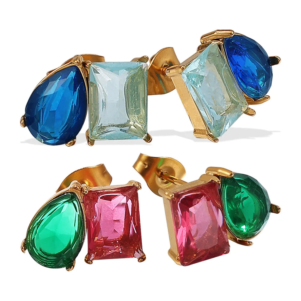 Women Gold Plated Geometric Irregular Stud Earrings Butterfly Fashion Jewelry Set Elegant Statement Trend Accessory
