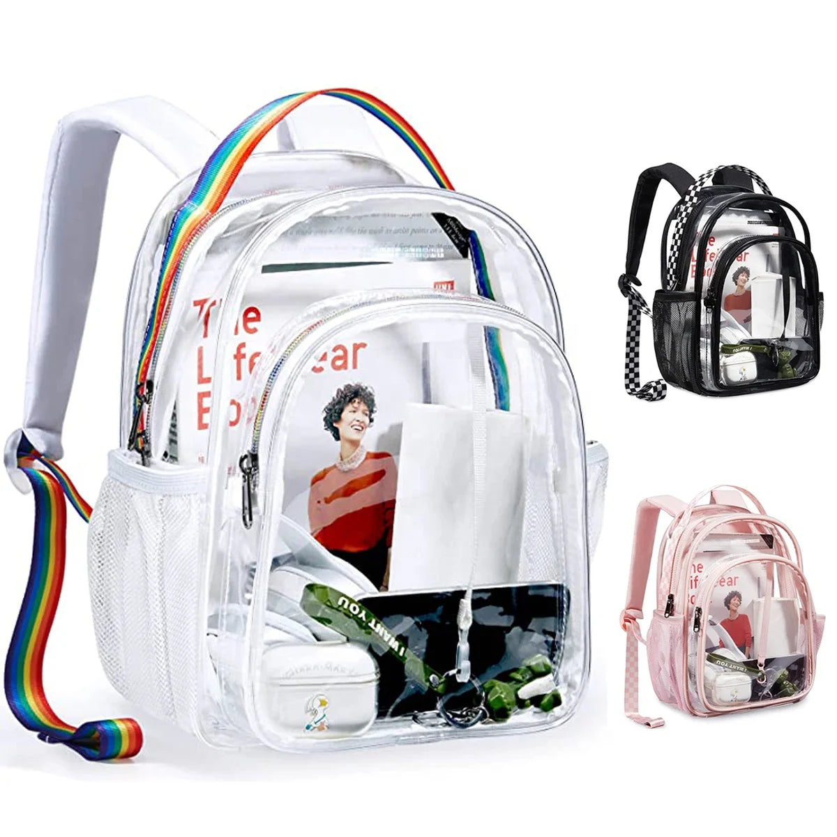 Wholesale Bookbag Mochila Custom Logo Simple NFL Approved Transparent PVC Mini clear Backpack for Kids