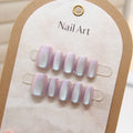 Wholesale 10pcs Reusable Cat Eye Chrome French 3D square Short Nude Base Wear Nail Art Acrylic Press on Nails