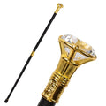 Elegant Golden Quadrilateral Decorative Cane - 91cm Sleek Black Handle with Ornate Golden Top