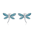 Little Dragonfly Stud Earrings 925 Sterling Silver Shining Blue Zircons Fashion Earrings for Women Original Jewelry BSE455