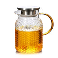 1L 1.5L 1.8L Clear Drink Ware Heat Resistant High Borosilicate Glass Cold/hot Water Pitcher Tea Pot With Stainless Steel Lid
