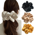 Custom Logo Fashion Oversized Silk Satin Women Scrunchies Hair Ties Elastic Hair Bands Big Large Hair Scrunchies