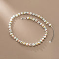 925 Sterling Silver Irregular Natural Freshwater Pearl Chokers Necklaces Small Rainbow Color Beaded Necklace Jewelry for Women