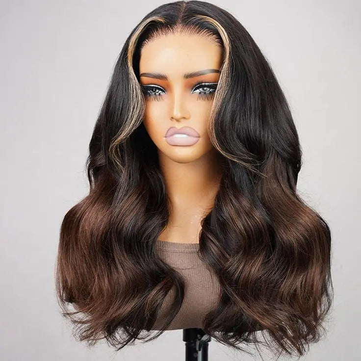 Body Wave Lace Front Wig Human Hair P4/27 Malaysian Highlight Bob Wigs T Part Lace Hd Transparent Lace Frontal Wigs for Women