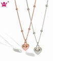 Women's Sterling Silver Polished Heart Pendant Necklace Personalized Gift Pendant Chain Necklace