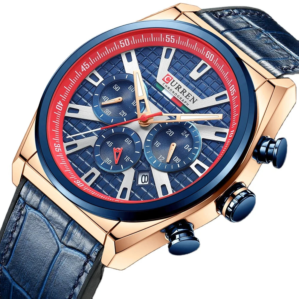 CURREN 8392 Mens Watch Gift Top Luxury Waterproof Chronograph Watches Men Wrist Quartz Gift Leather Clock Montre Homme