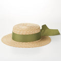 Custom New Wide Flat Wheat Straw Boater Beach Hat Custom Outdoor Travel Sunscreen Shading Flat Ladies Straw Sun Hat Women Summer