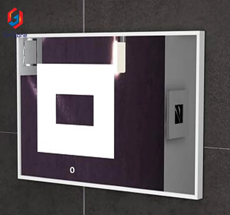 Custom GMstone GM-6001B Modern Smart Hotel Bathroom Mirror Rectangle LED Illuminated Wall Mounted Framed ISO9001 Certified