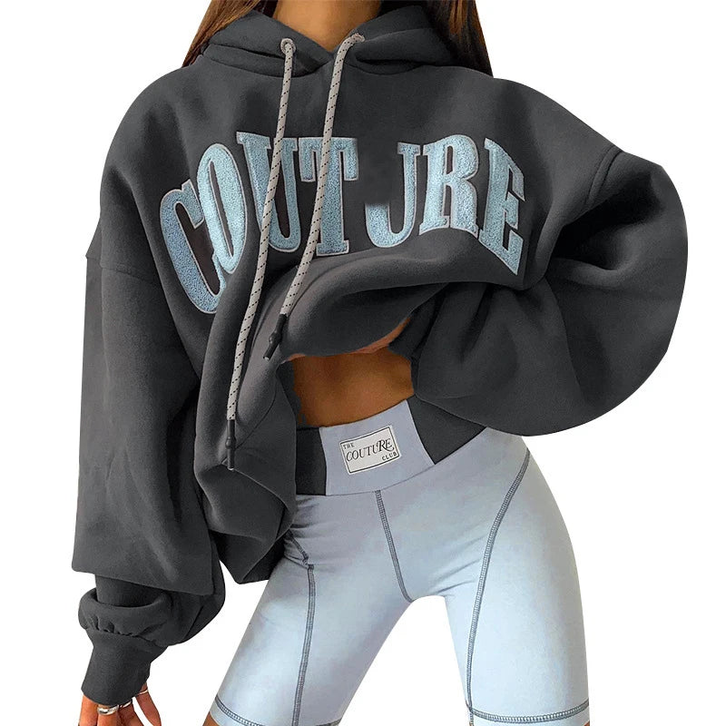 Popular Oversize Hoodie Chenille Embroidery Letters Drop Shoulder Oversize Heavyweight Winter Clothes Custom Women's Hoodies