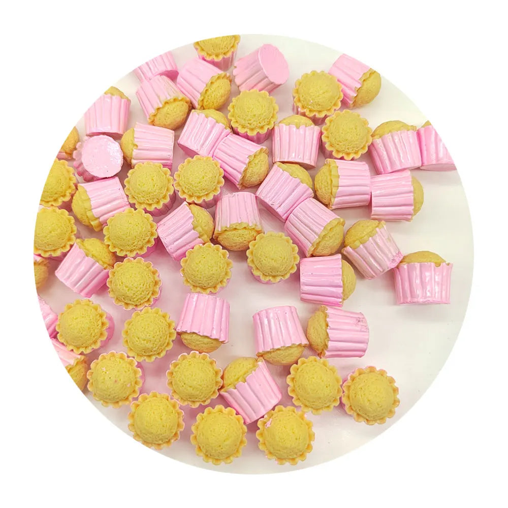 100Pcs Simulation Resin Cute Cup Cake Miniature Cupcakes 3D Supermarket Food for Dolls Accessories Scrapbooking Phone Decor
