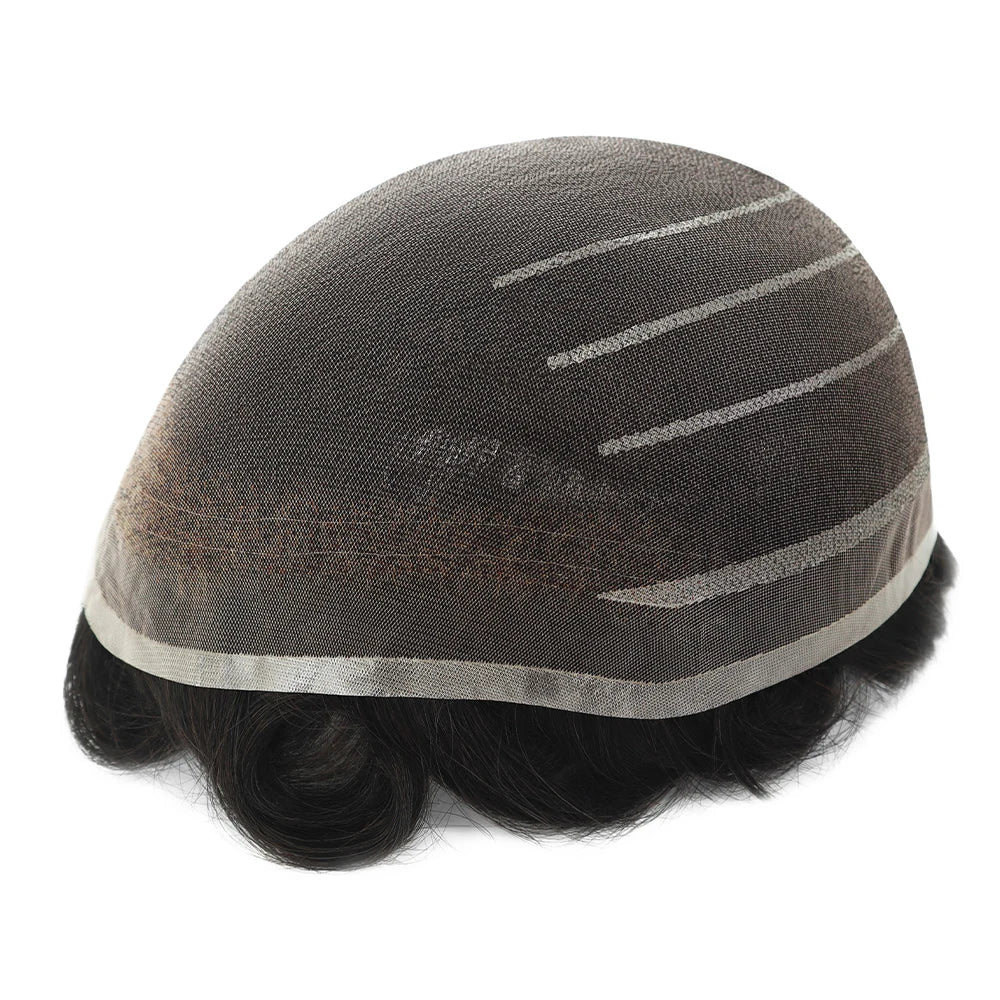 Wholesale Super Fine Welded Mono Lace Toupee Wig All Bleach Knots Indian Human Hair Patch for Men