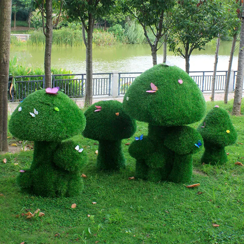 F341 Outdoor Green Grass Crafts Mushroom Garden Decoration Sculpture Park Landscape Sales Office Lawn Garden Decoration