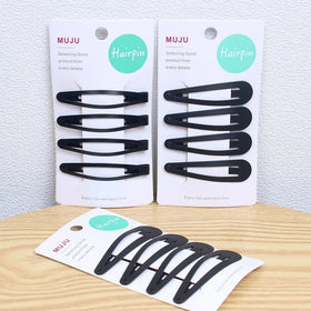 4-Piece Set of High Quality Metal Hair Clips Fashionable Black BB Clip Hairpins With Paint Women's Hair Accessories From Korea