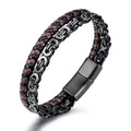 2022 New Fashion Magnetic Buckle Stainless Steel Wholesale Genuine Leather Mixed Color Hand Braided Bracelet for Men