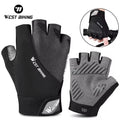 WEST BIKING Soft Elastic Reflective Road Bicycle Safety Hand Gloves MTB Breathable Bike Riding Half Finger Cycling Gloves