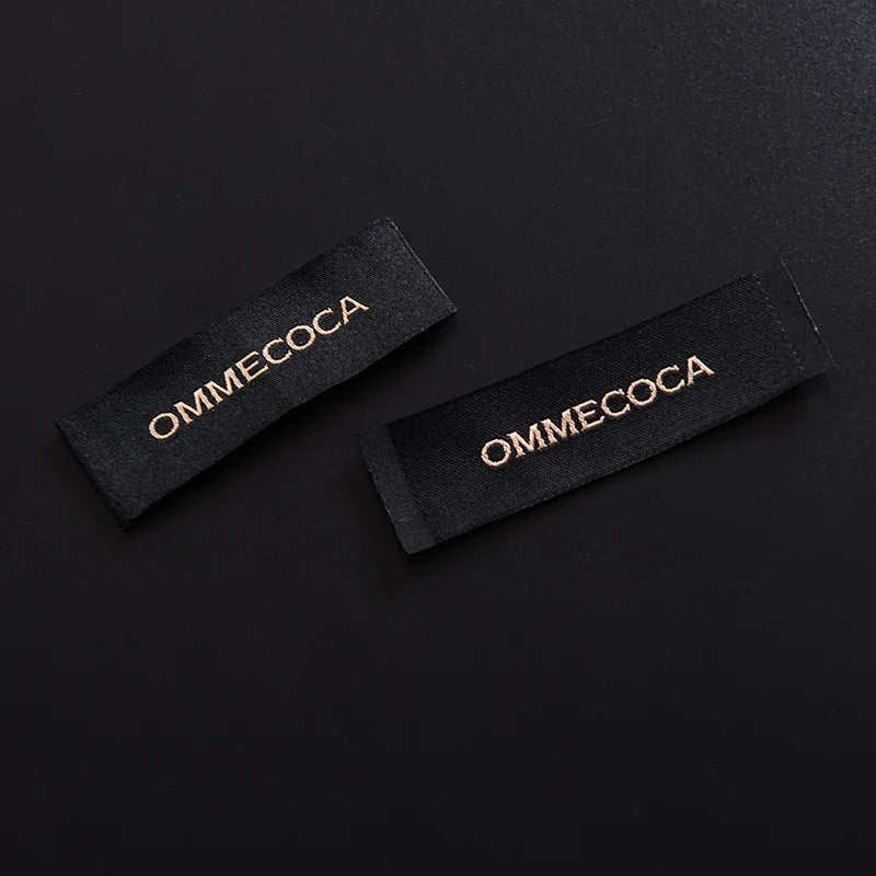 Custom Logo Woven Label Garment Processing Accessories End Fold Neck Woven Label for Swimwear