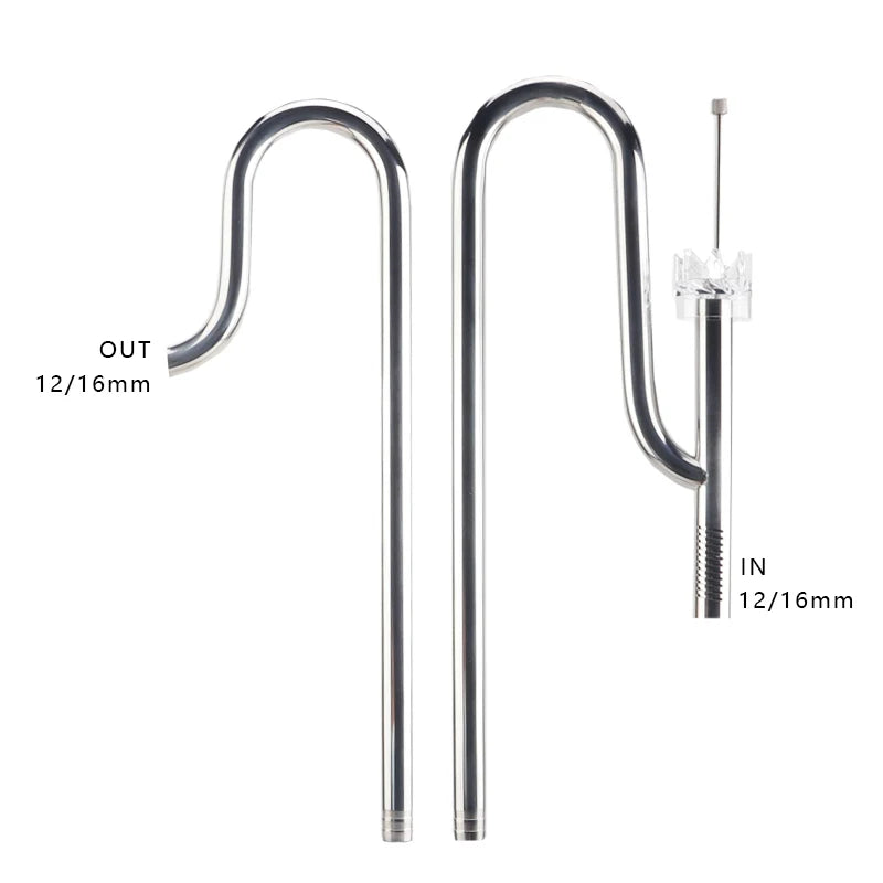 Aquarium 304 Stainless Steel Metal Lily Pipe Inlet Outlet Pipe Tube Oil-film Skimmer Set Eco-Friendly for Desktop/Living Use