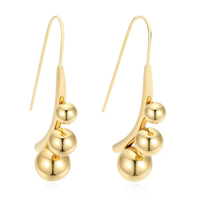 Minimalist Beads Fancy Earrings for Party Girls Unique Women Statement Gold Dangling Earrings Jewelry Brincos